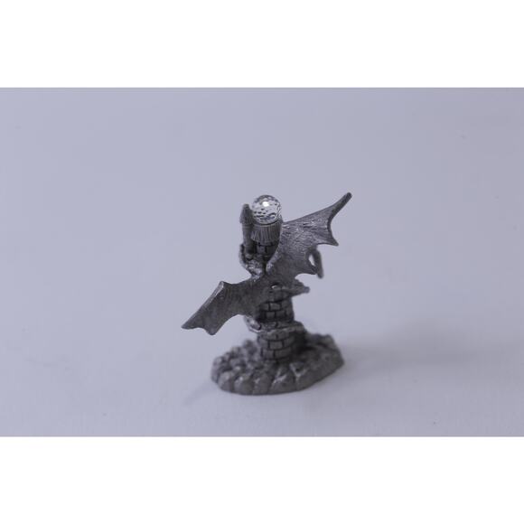 Dragon Attacking a Castle with Crystal Ball, Pewter Figurine, Game Piece - Picture 2 of 3